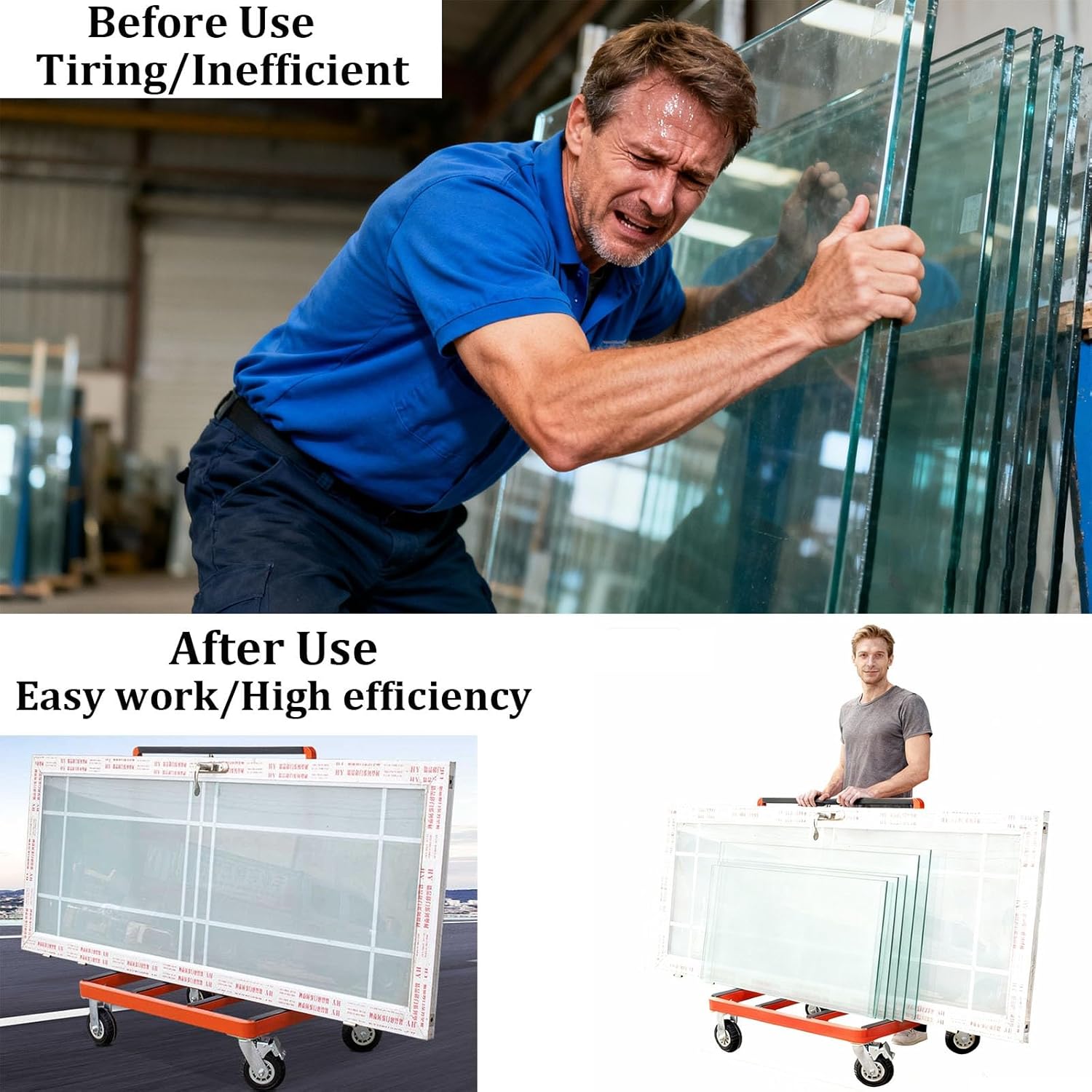 Folding Drywall Cart Heavy Duty, Heavy-Duty Panel Dolly with Rubber Swivel Casters, 1763 lbs Capacity Panel Dolly Handling Plywood Sheetrock Glass and Windows Service