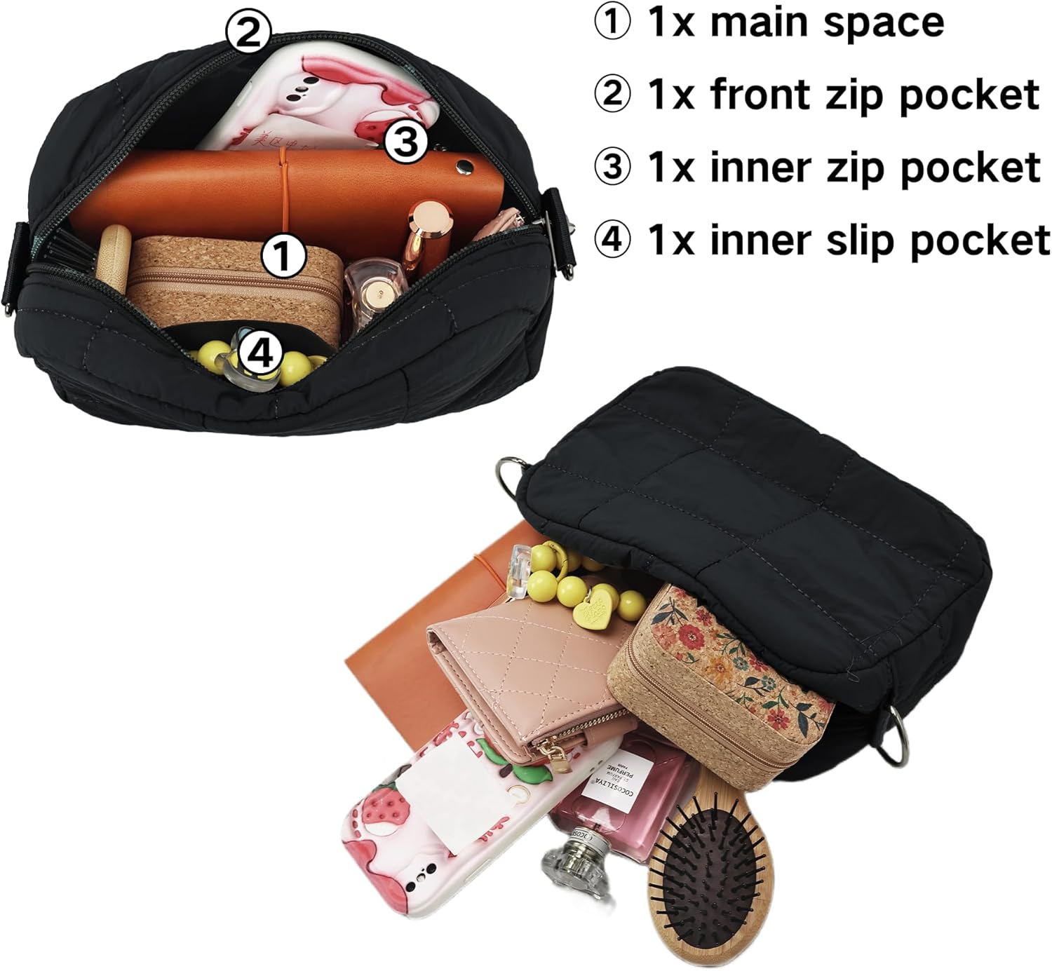 Quilted Crossbody Bags for Women Puffer Shoulder Bag with Adjustable Wide Strap Puffy Dupes Nylon Crossbody Purse - Image 5