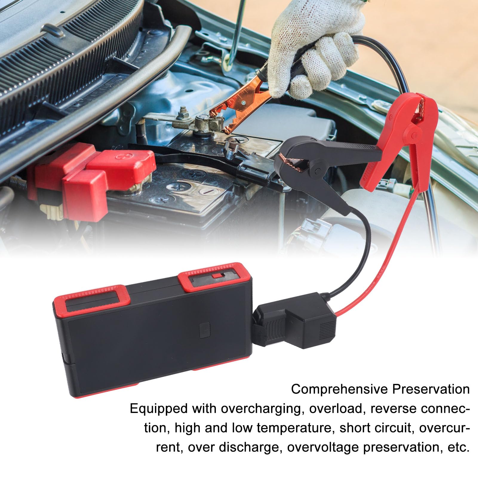 Batterie au Lithium de Démarreur de Voiture 99800mAh, Bloc d'alimentation de Secours Portable avec Lampe de Poche pour Une Utilisation en Extérieur