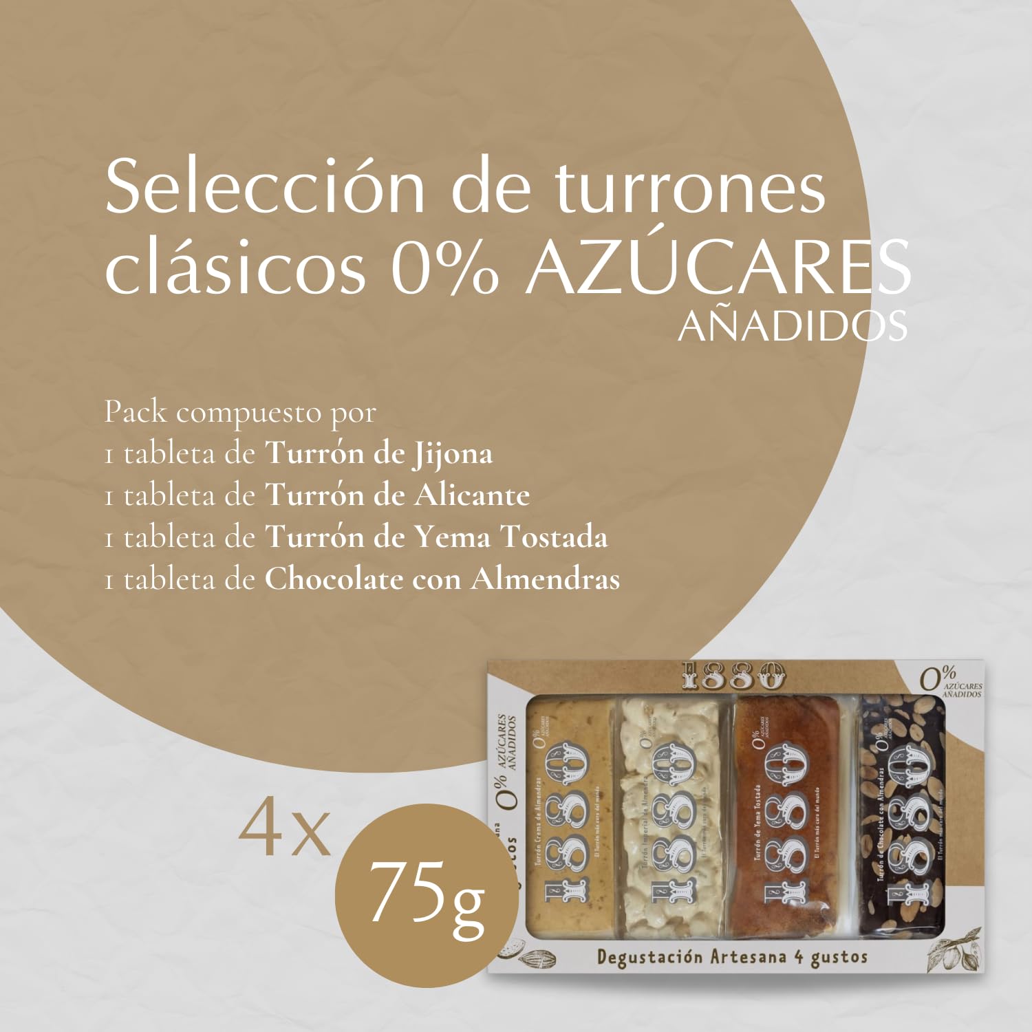 Turrones Artesana 4 Gustos 0% Azúcares Añadidos 300g Pack