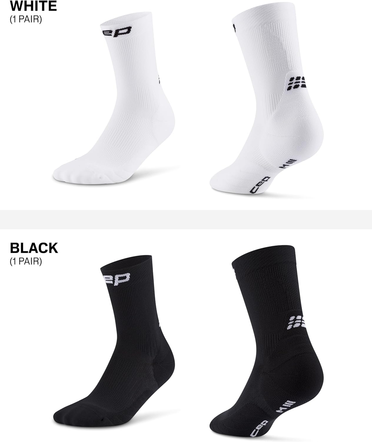 CEP Core Run 5.0 Mid Cut Crew Compression Socks for Men & Women – Performance Running Socks with Blister Prevention