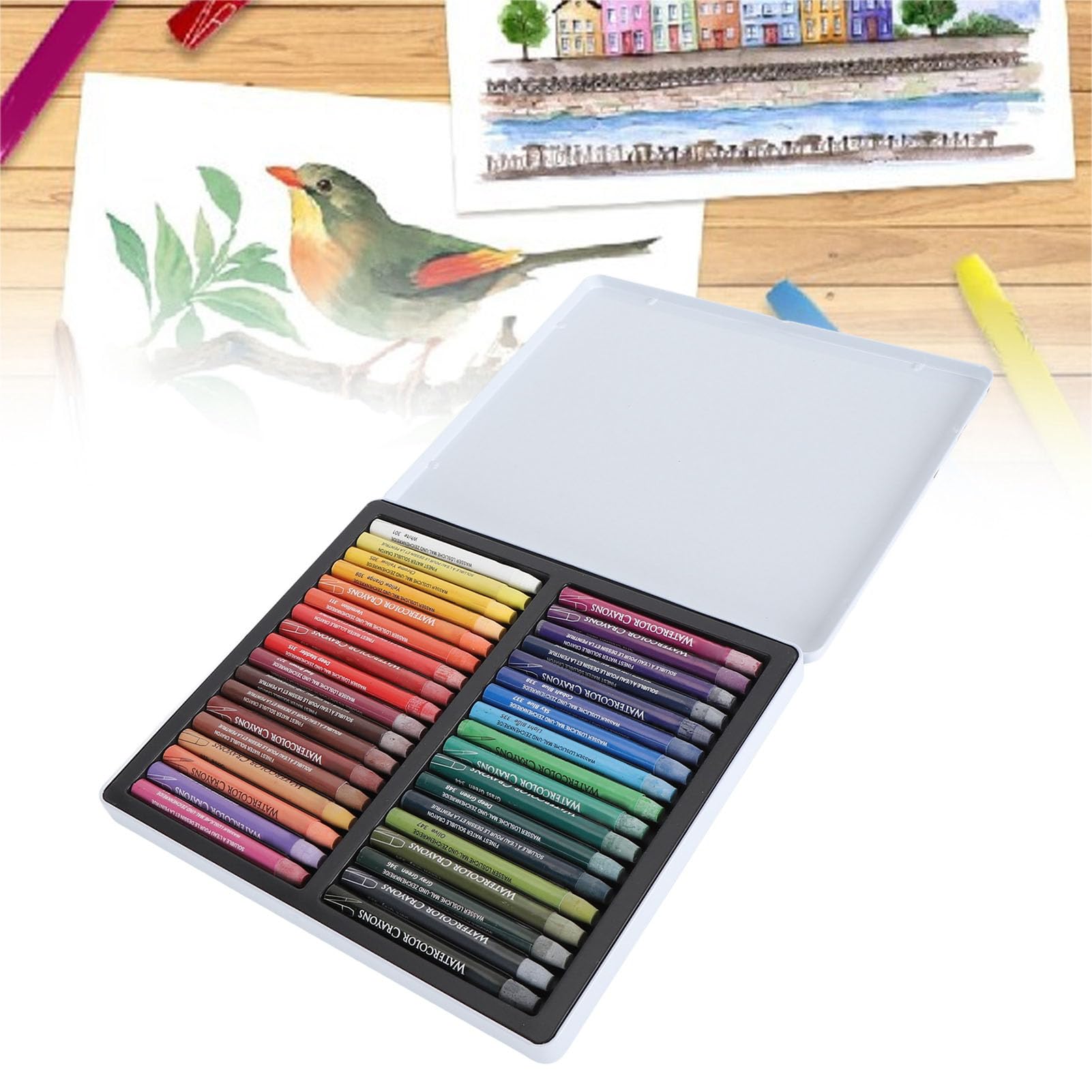 Aquarellstift-Set, Hochwertige Wasserlösliche Buntstiftstifte auf Wachsbasis für Gemischte Medien, 24 Farben, Ideal für Anfänger (36 Farben)