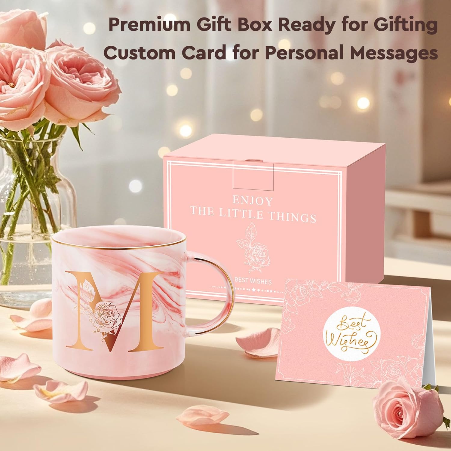 Valentines Day Gifts for Her, Anniversary Birthday Galentines Gifts for Women Mom Grandma Friend Sister Wife Teacher Coworker, Personalized Initial Customized Gift Monogrammed A-Z Coffee Mug 12 OZ(M) - Image 8