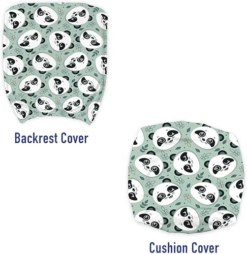 Miniatura 3 de Ambesonne Funda protectora para silla de oficina con diseño de animales, diseño de oso panda de dibujos animados, diseño de hojas, tamaño estándar,