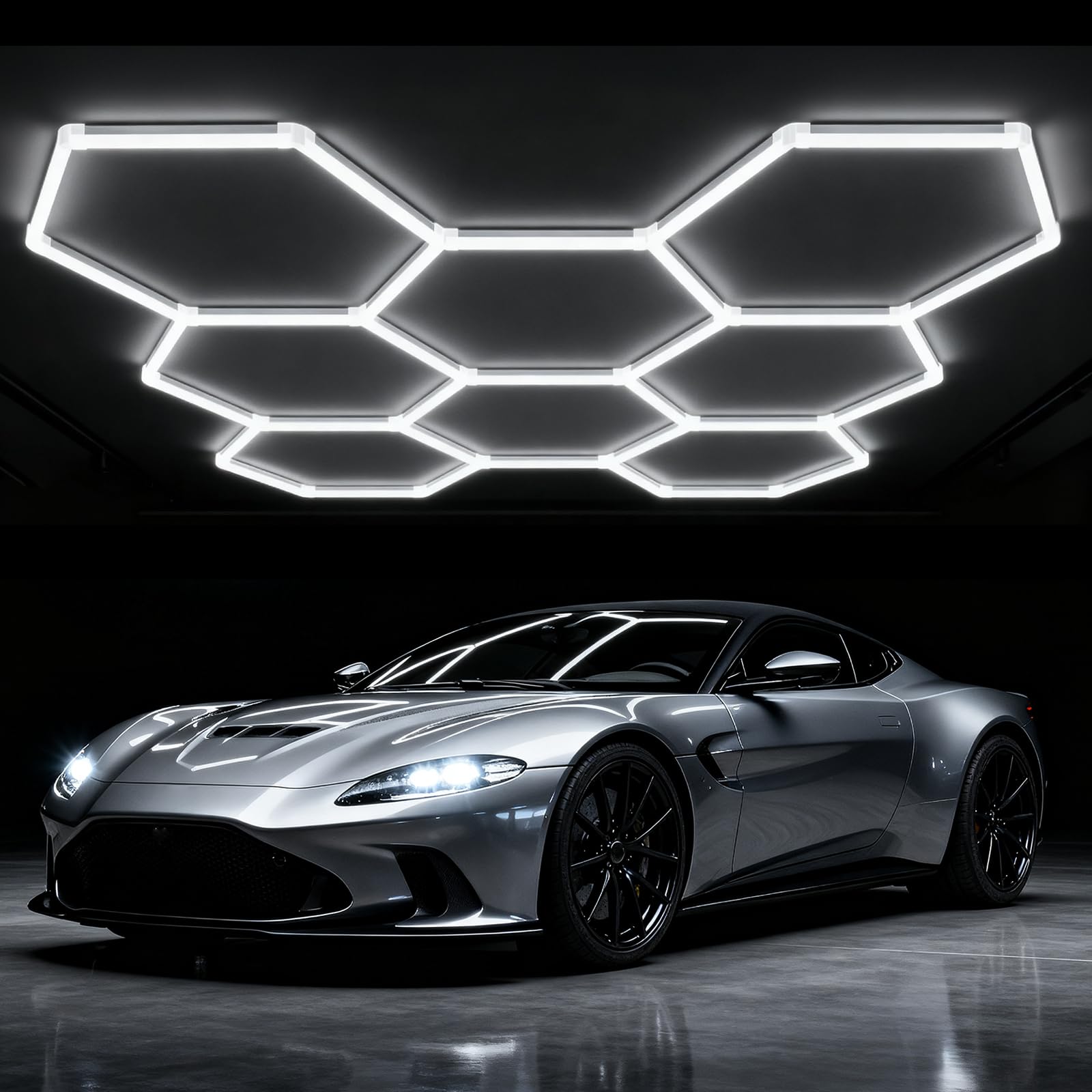 LIROPAU Luminaire de Garage à LED en nid d'abeille 8-Hex, 280W 6500K