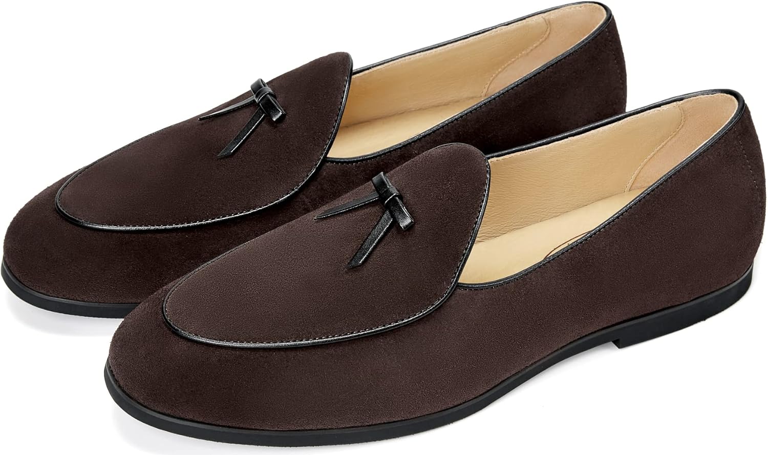 Journey West Men's Suede Leather Belgian Loafers for Men Slip-on Casual Penny Casual Loafers - Image 2