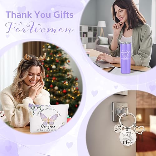 Miniatura 5 de Zhehao Regalos de agradecimiento para empleados May You Be Proud de 20 onzas con llavero y bolsa de maquillaje, regalos inspiradores para dama