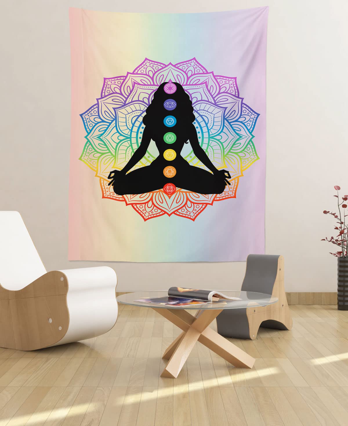Seven Chakras Yoga Meditation Colourful Wall Cladding 70 x 100 cm