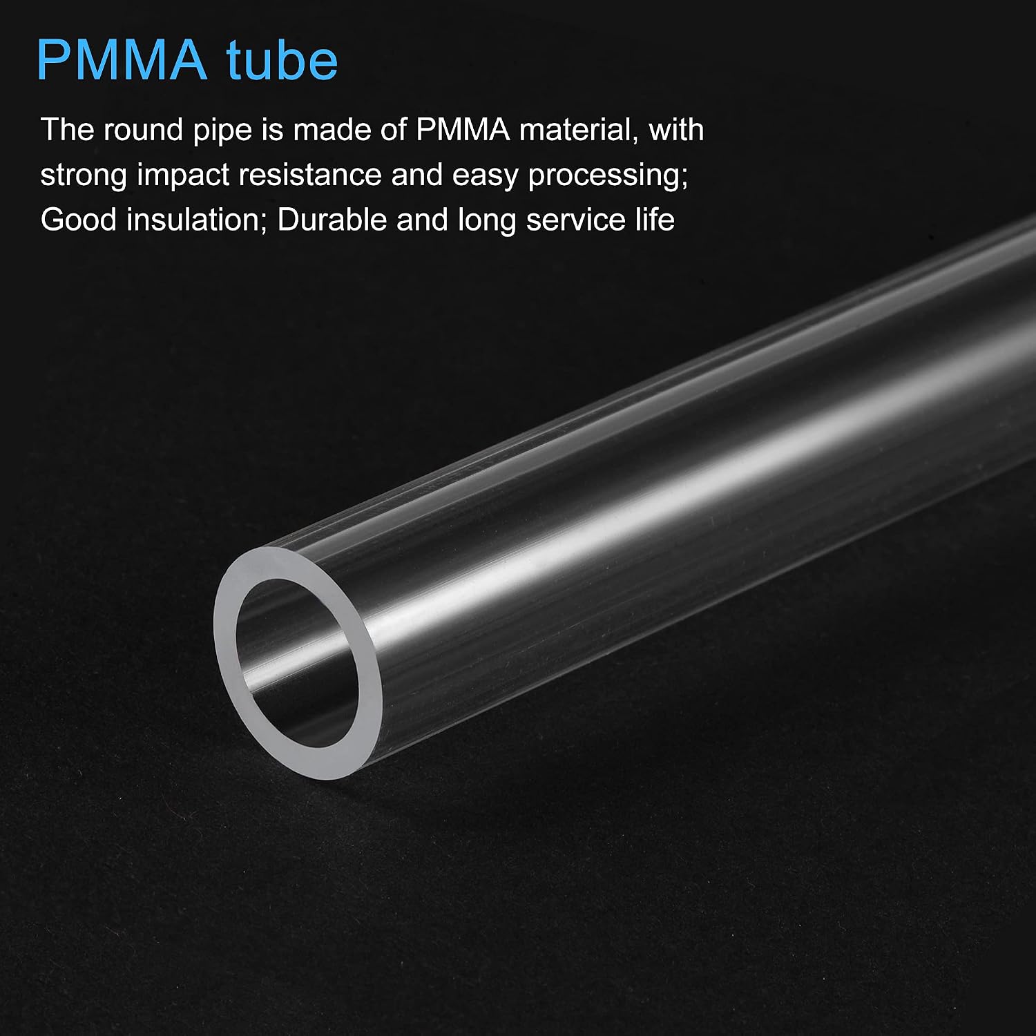 sourcing map Acrylic Pipe Rigid Round Tube Clear 9mm ID 12mm OD 305mm for Lamps and Lanterns,Water Cooling System 2pcs - Image 5