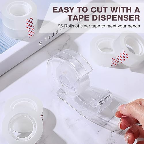 Miniatura 9 de 96 rollos de cinta transparente a granel fuerte adhesivo transparente rollos de repuesto de cinta de escritorio invisible cinta de regalo brillante