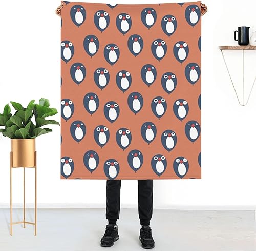 Penguin Throw Blanket for Women Soft Summer Fleece Blanket Washable Travel Lightweight Blanket for Sofa Bed Couch All Season (50"x40")