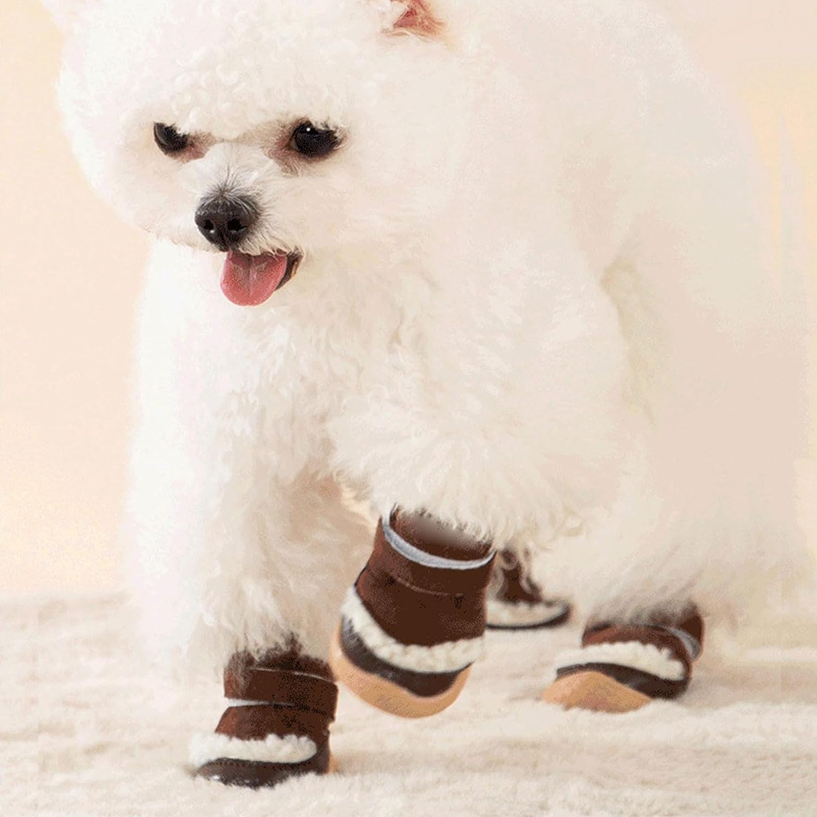 4 Chaussures d'hiver pour Animaux De Compagnie, Chaussures Imperméables Et Coupe-Vent pour Petits Chiens, Chaussures pour Chiens Adaptées À La Neige avec Doublure en Laine d'agneau,Bleu,S