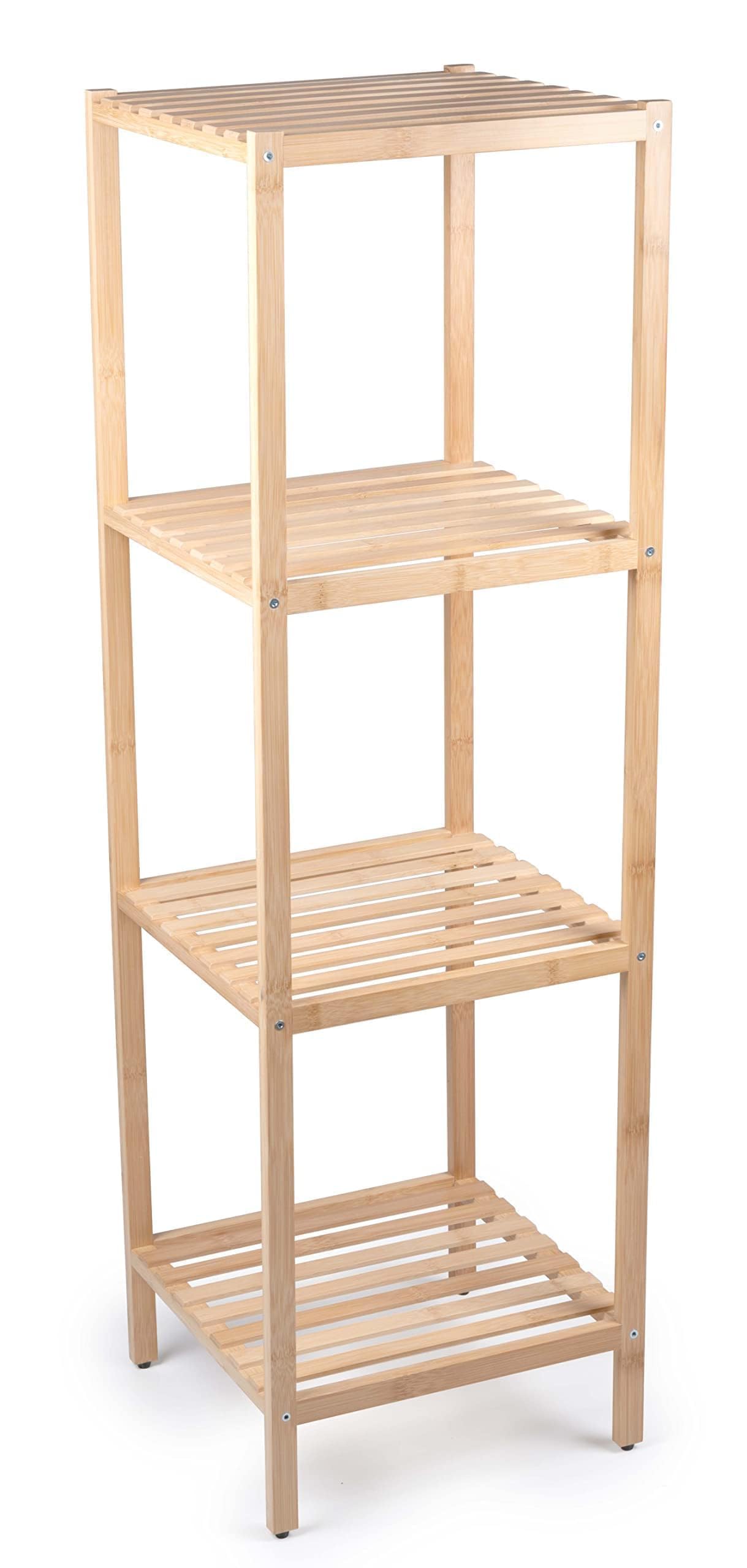Alpina Mensola da bagno 4 ripiani Armadietto bambù 32x33x108.5 cm