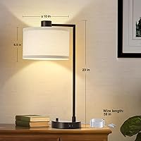 Vista 4 de Luvkczc Lámpara de Mesa para Dormitorio Juego de 2 con Puertos USB C+A - Lámpara de Noche Totalmente Regulable Sin Escalones con Pantalla de Lino