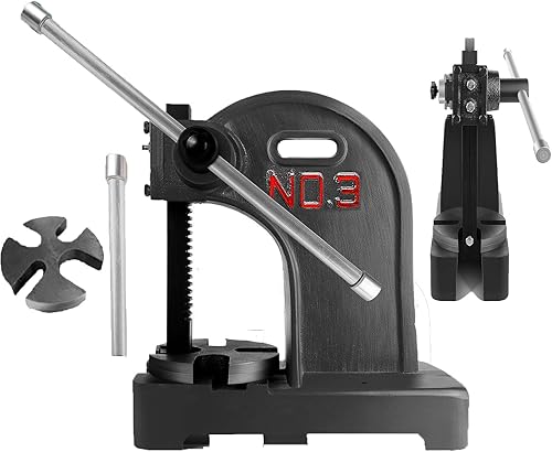 Vista 9 de Prensa de eje de 2 toneladas, con 3 derivas, 17.32 pulgadas de alto x 15.35 pulgadas de largo, prensa manual para perforar/tallar (2T azul)
