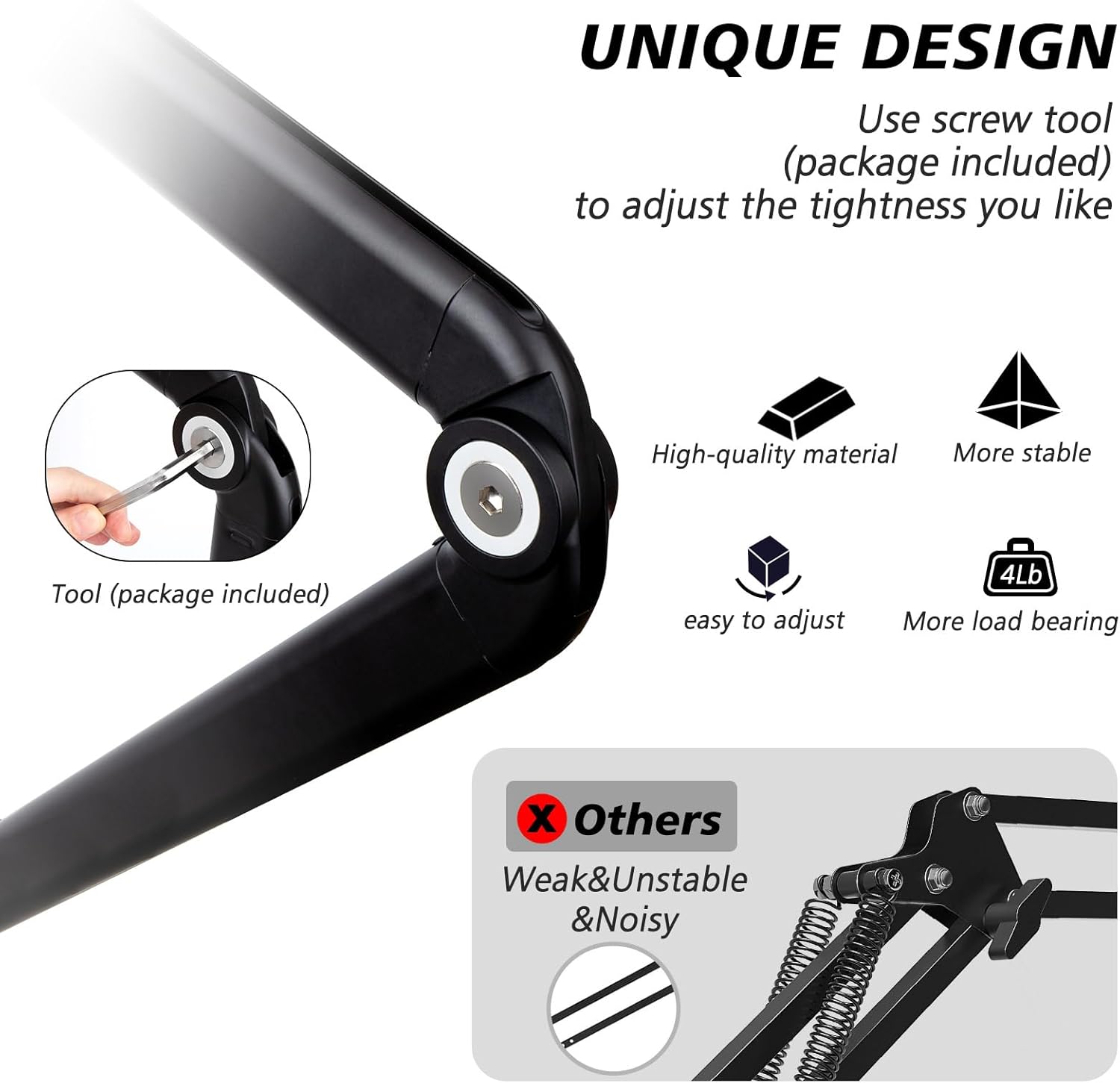 SUNMON Shure SM7dB Boom Arm with Pop Filter - Adjustable Mic Arm Compatible with SM7dB Microphone, Noise reduction Mic Windscreen, Weighted Metal Height adjustment Mic Stand for Shure Microphone