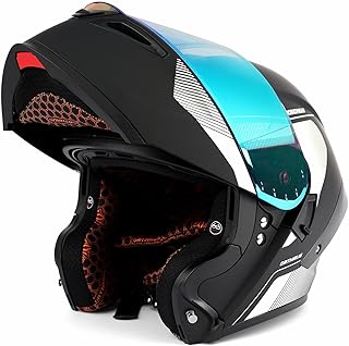 Orthrus Modular Motorcycle Helmet w/ LED Lights, Full Face Helmet for Adult