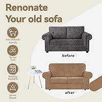 Vista 82 de WEERRW Fundas de terciopelo para sofá de 2 cojines, fundas de sofá de felpa de terciopelo de lujo de alta elasticidad, con parte inferior elástica