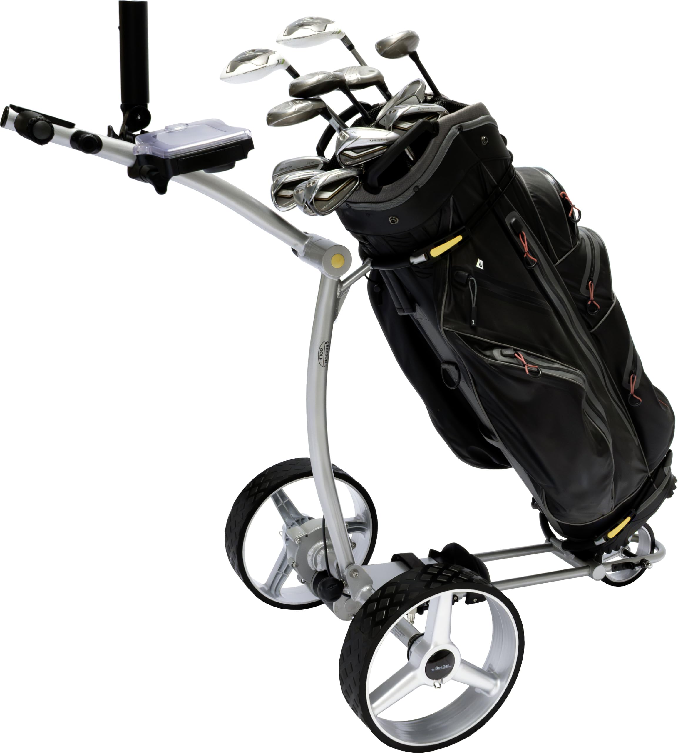 BeeGon Golf Elektro-Golftrolley GT-X300 Pro Silber mit 33Ah Blei-Akku inkl. Zubehör