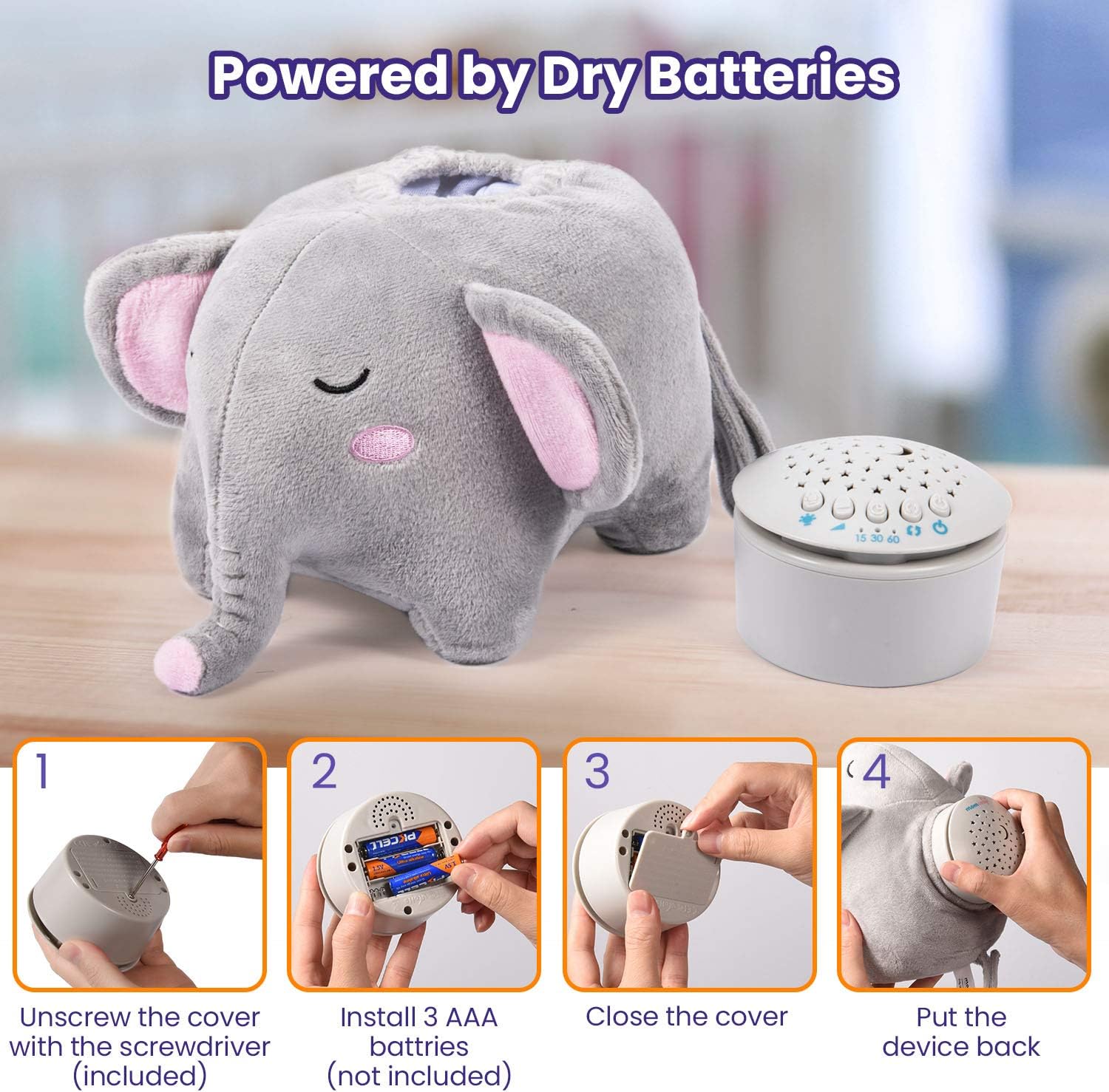 Baby Sleep Soothers, Momcozy Baby White Noise Machine, Auto-Off Timer and Volume Control Night Light Soother, 15 Lullabies Sound Machine for Newborns and Up, Elephant : Baby
