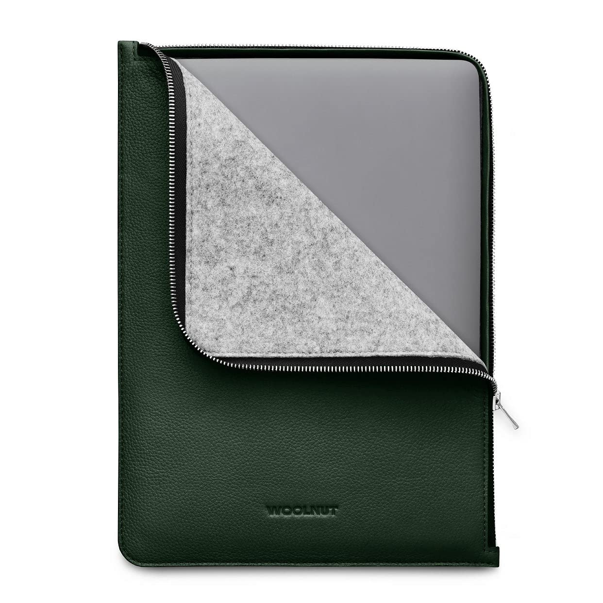 Woolnut Leder Folio Zipper Sleeve Case Hülle Tasche für MacBook Pro 13 & Air 13/13.6 Zoll - Grün