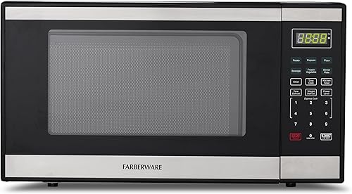Farberware Horno microondas de encimera de 1.1 pies cúbicos - 1000 W de potencia, configuración de cocción automática, descongelación y bloqueo de