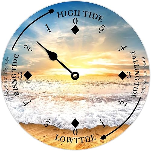 Reloj de pared de madera Sunrises and Sunsets con olas marinas y mareas de mar, funciona con pilas, decoración de pared de granja, decoración del