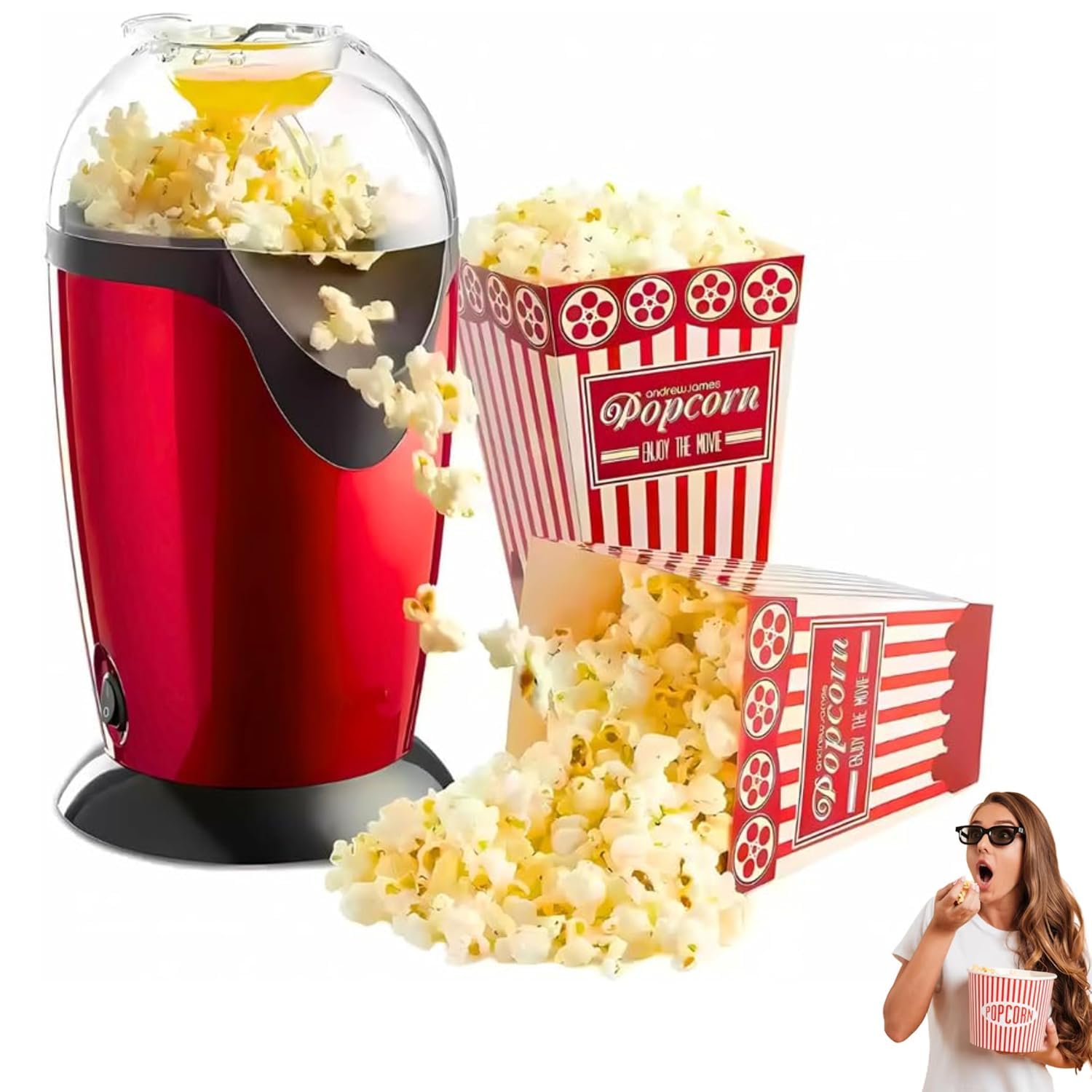 𝐃𝐫𝐮𝐦𝐬𝐭𝐨𝐧𝐞 Hot Air Popcorn Maker 1200W | 𝟏𝟎-𝐘𝐞𝐚𝐫 𝐖𝐚𝐫𝐫𝐚𝐧𝐭𝐲 | Oil-Free Popping for Healthy Snacks | One-Touch Use | Fast & Fun Popper for Kids, Adults, Parties & Movie Nights-picture-22