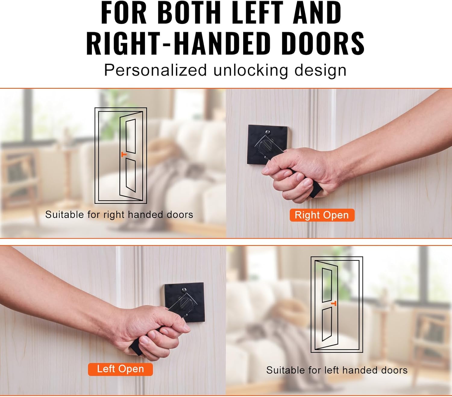 VEVOR Entry Lever Door Handle, 2 PCS Black Entry Knob, Lock and Key Locking Set, Contemporary Square Door, Reversible for Right and Left Sided Doors, 45° Rotation to Open, for Front Door