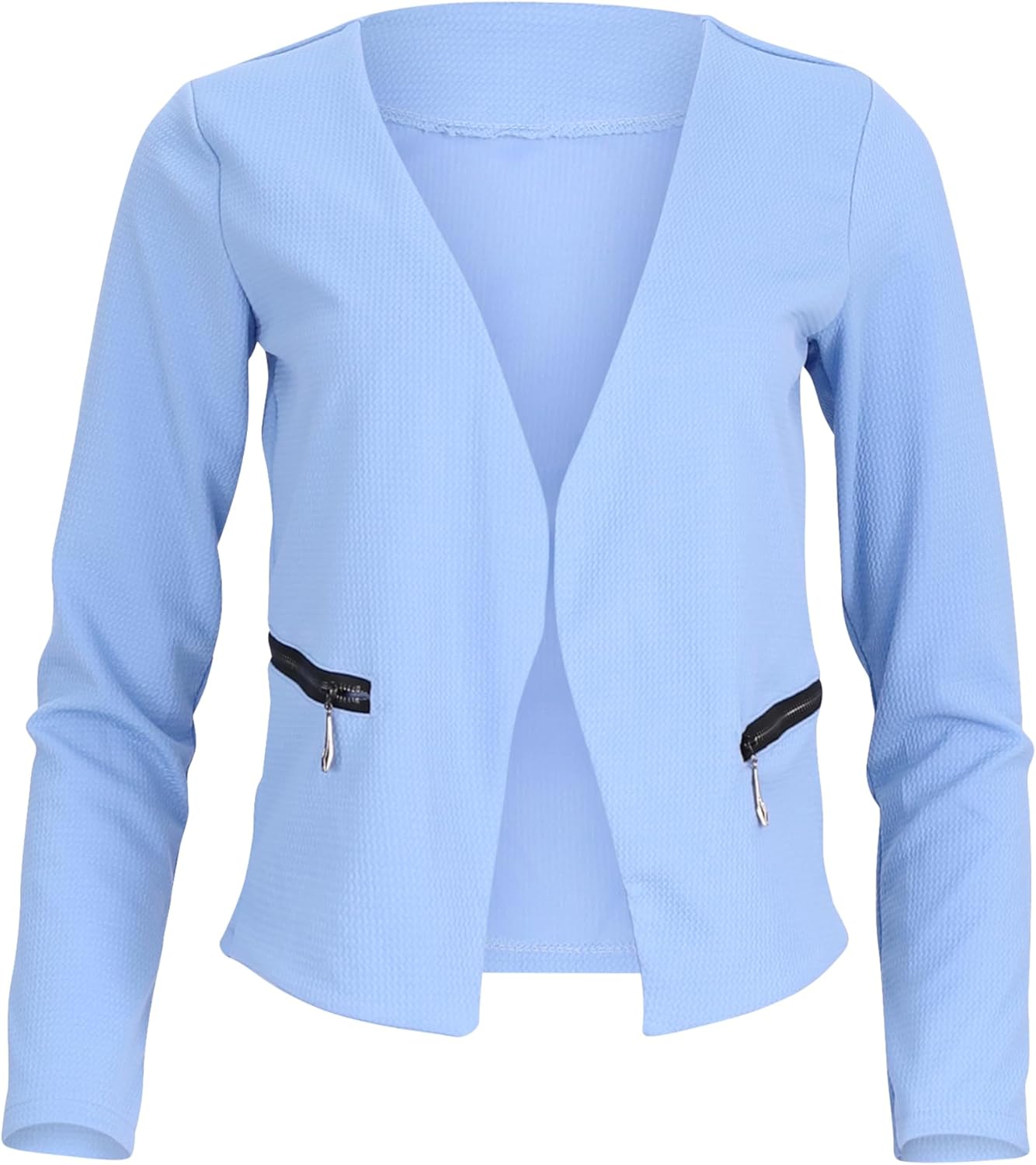 malito dames Blazer zonder kraag | Jasje in Basic Look | Kort jasje met rits | Jasje - Jacket - Blouson 6040 (zwart, M