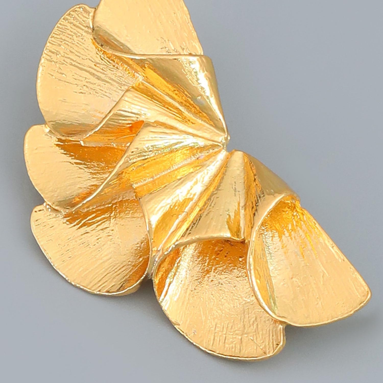 Gold Flower Earrings for Women Floral Dangle Earrings Large Flower Earrings Metal Sectored Leaf Earrings Floral Statement Earrings Holiday Party Birthday Jewelry Gift for Women - Image 6