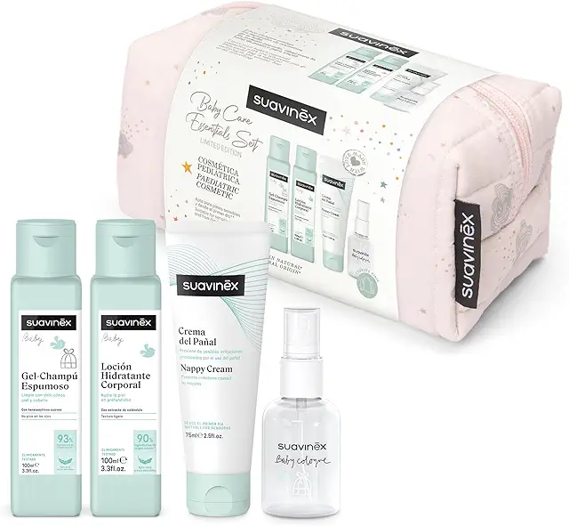 Suavinex Neceser Bebé Tela Rosa Dreams - Cesta Mustela con Cosmética Viaje