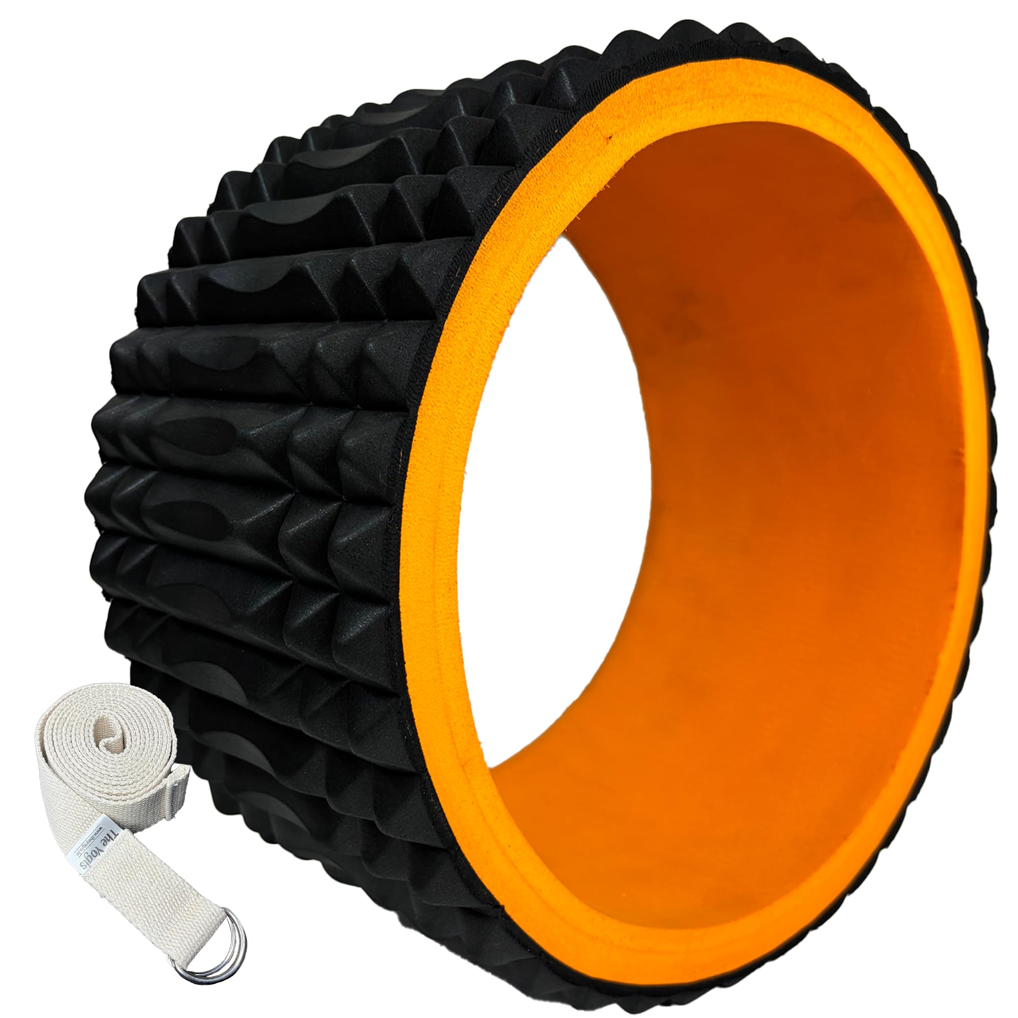 The Yogis Yoga Back Roller - Yoga Wheel for Stretching and Back Pain Relief - Back Stretcher - Best Balance Accessory for Stretching - Thick Padding for Comfort - Improve Flexibility With Belt-image-4