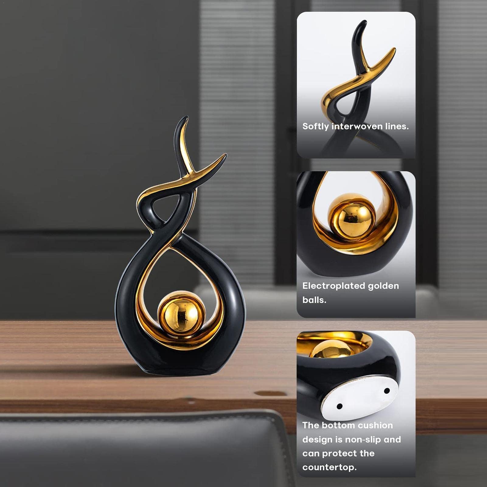 Home Decor Moderne Abstracte Kunst Beeldje Keramisch Standbeeld - Gladde Lijnen Moderne Sculptuur Ornament Voor Woonkamer Idee Thuis Decoratie Tafel Decoratie