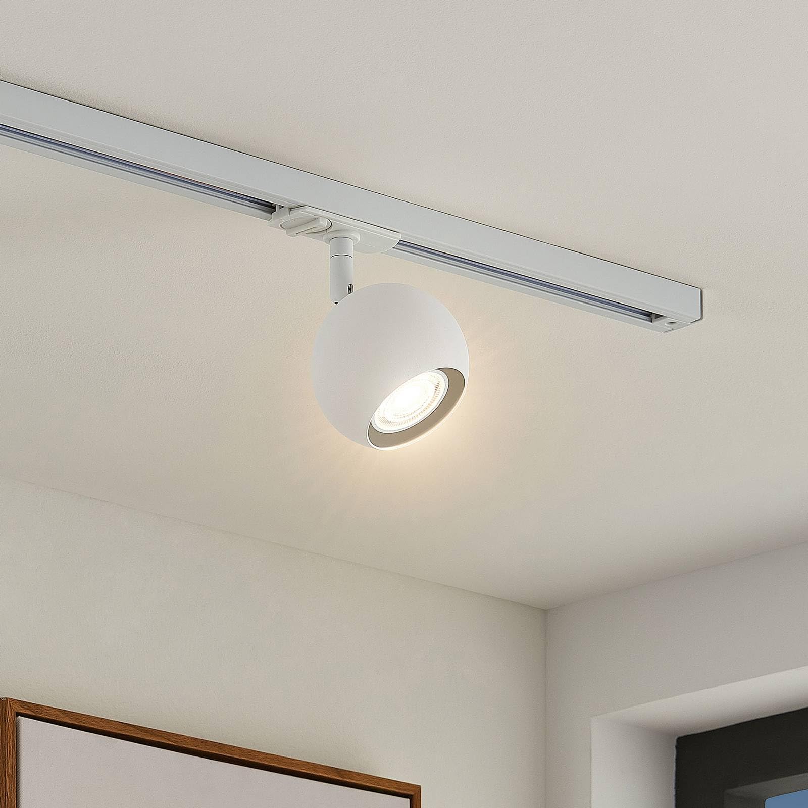 Lindby Luminaire sur rail électrique Linaro à intensité variable (Moderne) en Blanc Métal e. a. pour Couloir (1 lampe,à GU10), Rail 1 phase projecteur