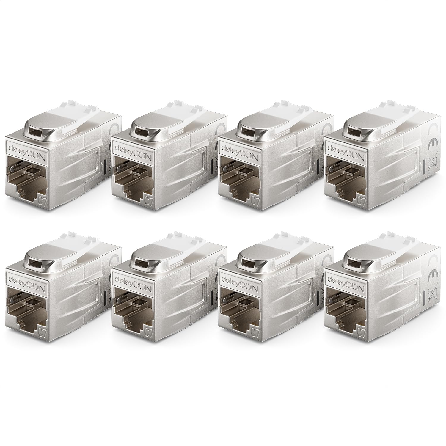 2-poorts CAT 7 netwerkdoos, inbouw, 10 Gbit/s, 4 x CAT 7 Keystone RJ45