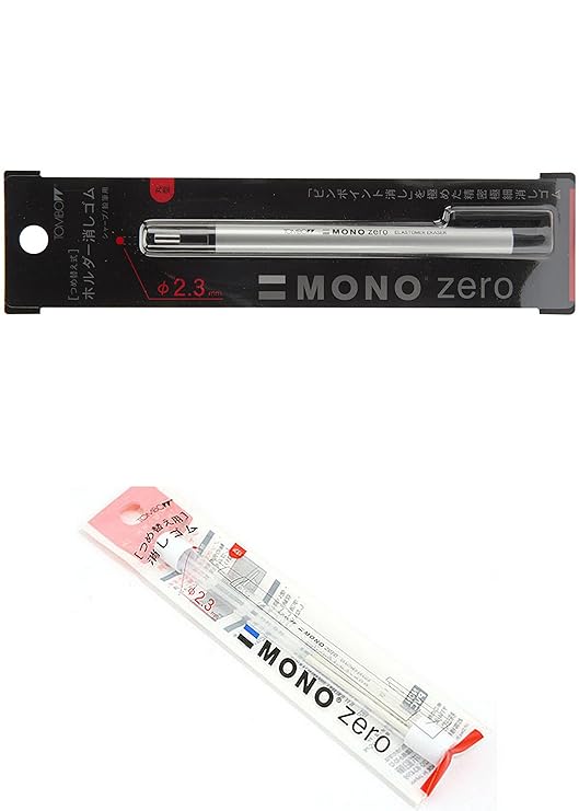 Tombow MONO Zero Eraser, Round Tip, Retractable, Silver Barrel (Eraser