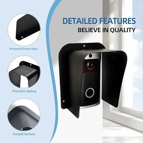 Miniatura 4 de Cubierta de lluvia para timbre de puerta de metal negro laminado en frío, protector de carcasa de acero para timbre de puerta inalámbrico, timbre de