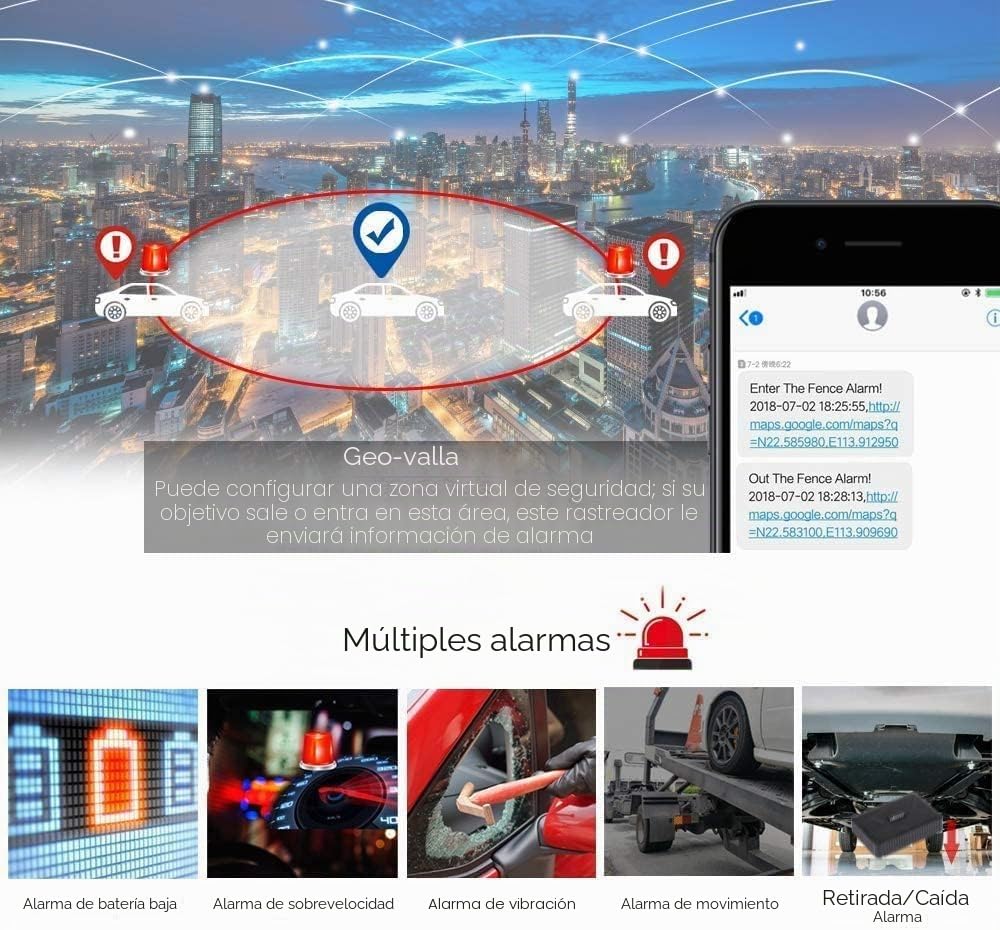 TKMARS GPS Tracker para Coche Mini - 1500mAh Batería Longa Espera, IP65 Impermeable, Antirrobo con Alarmas Múltiples y Electric - Fence, Ideal para Coches, Ancianos, Niños y Mascotas