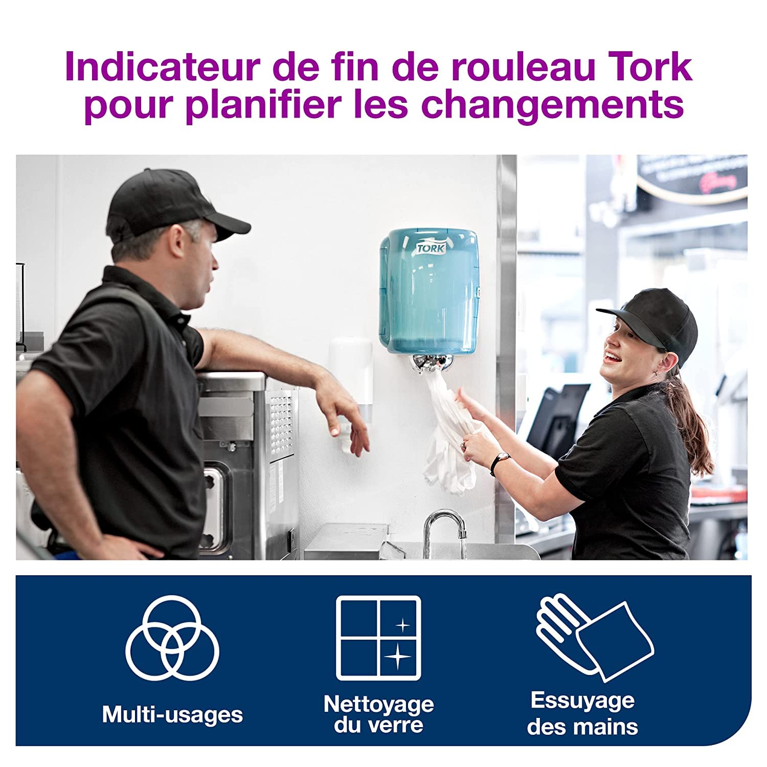 Tork Papier d'Essuyage à Dévidage Central blanc M2, Absorbant, 6 bobines, 151131, 6 x 275m x 21.5