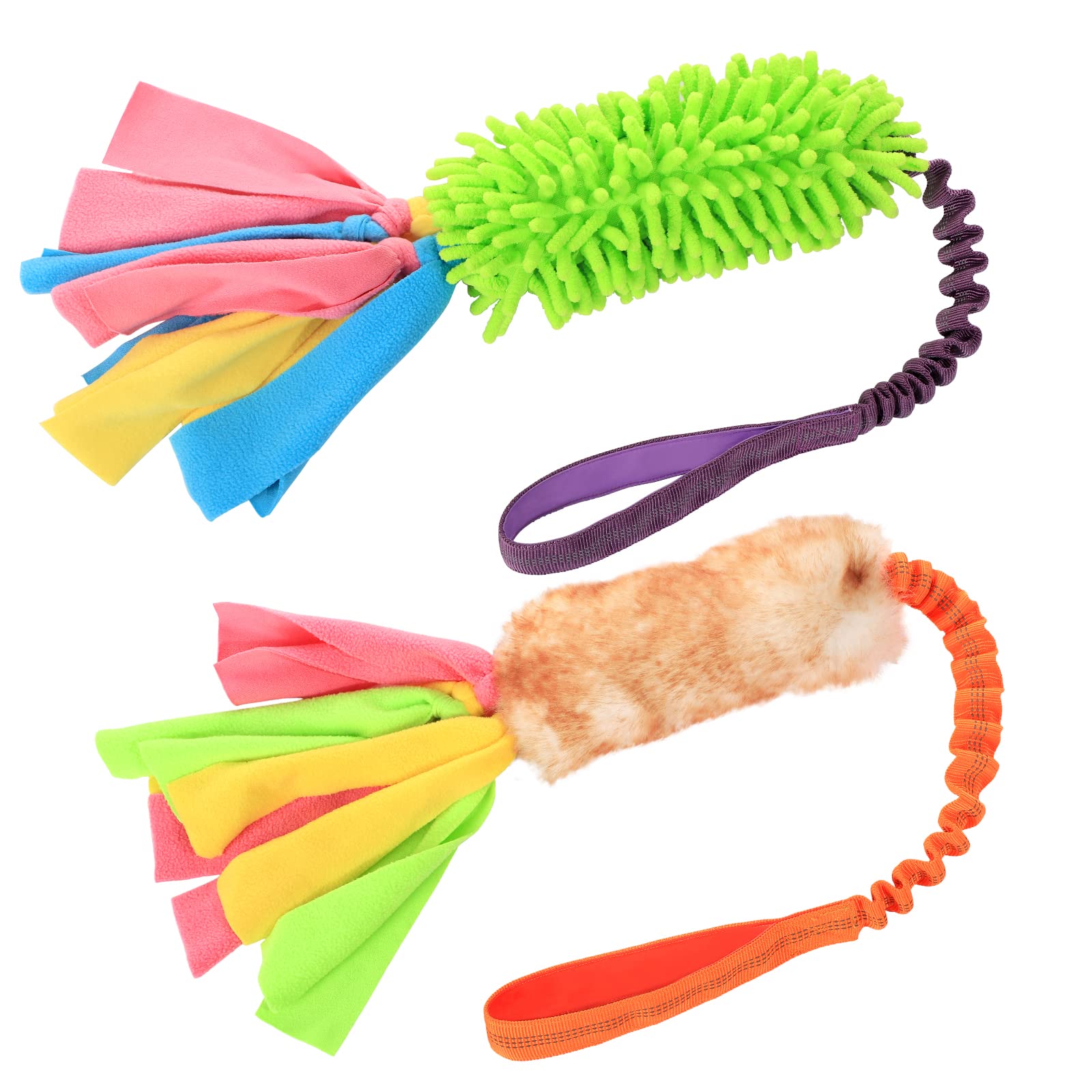 SCHITEC Tug Toy for Dogs, [2 Pack] Bungee Tug of War Squeaky Rope Toys for Exercise & Interactive Play Games, Puppy Training Pull Toy for Small Medium