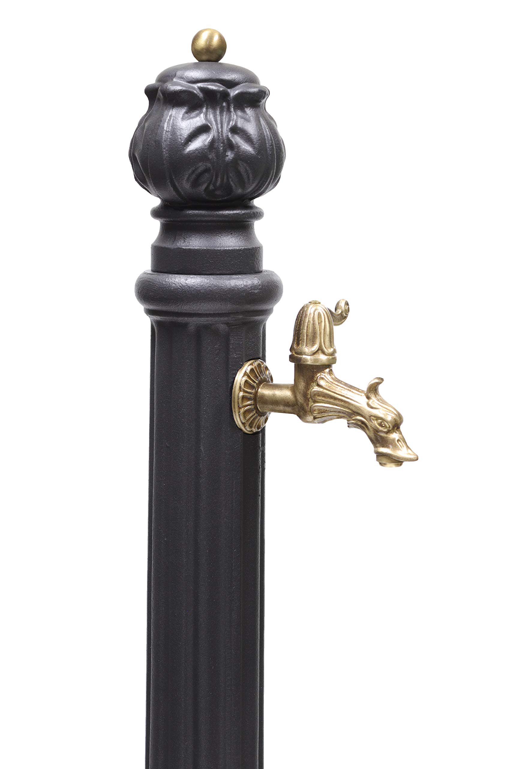 FONDERIA BONGIOVANNI | Fontana a Colonna | Modello Iside | per Casa Giardino | con Rubinetto Ottone Brunito | Fontana Colonna da Giardino Esterno | Fontana in ghisa