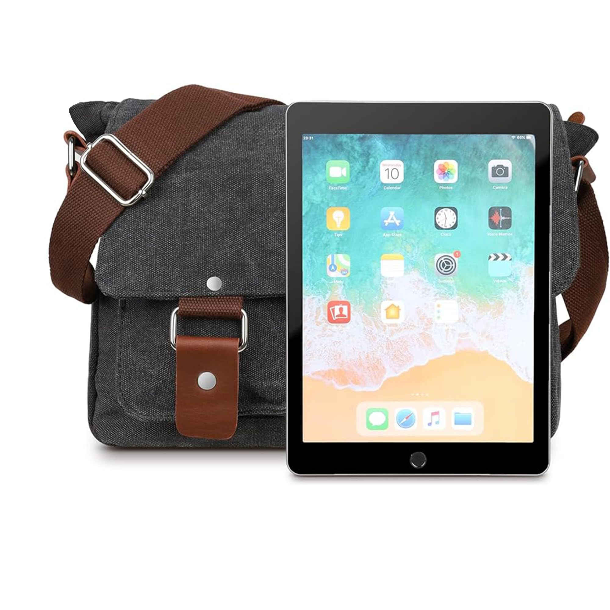 Bolsa de Mensajero, Bolso de Hombro de Lona, Bolso Multibolsillos con Bandolera Ajustable, Bolso de Mensajero Adulto Unisex del Maletín del Bolso para el Trabajo, la Escuela