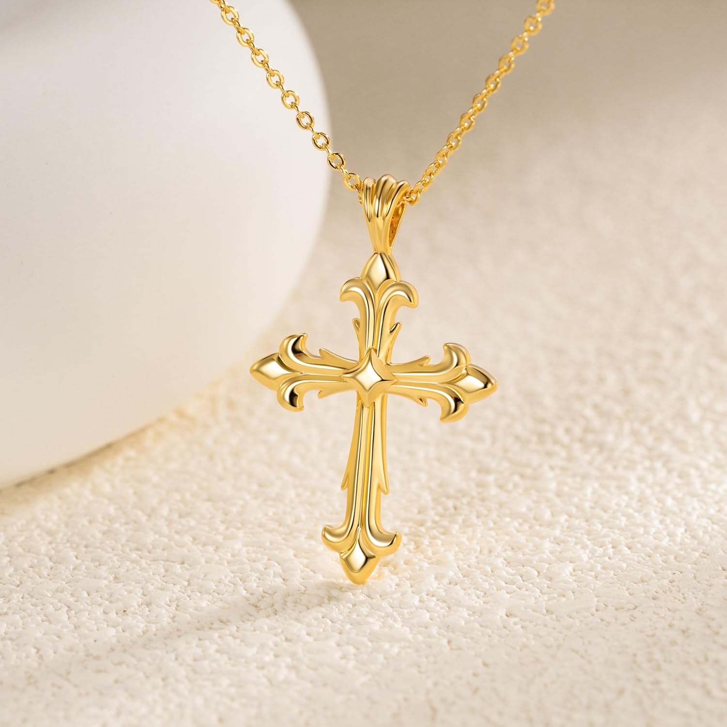 Cross Necklace 14K Gold Cross Necklaces for Women Crucifix Necklaces Pendant 45+8cm Gifts for Women - Image 5