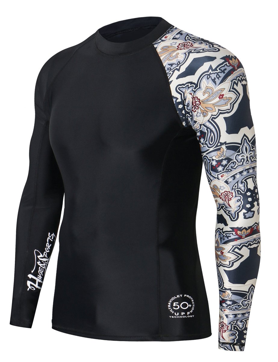 HUGE SPORTSMen's Swim Shirts Long Sleeve UPF 50+ Rash Guard Sun Shirts UV Sun Protection