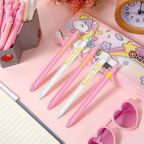 Miniatura 4 de Nuanchu 50 bolígrafos de baby shower para invitados, con texto en inglés "It's a Boy or Girl", retráctiles, regalos de baby shower, decoración de