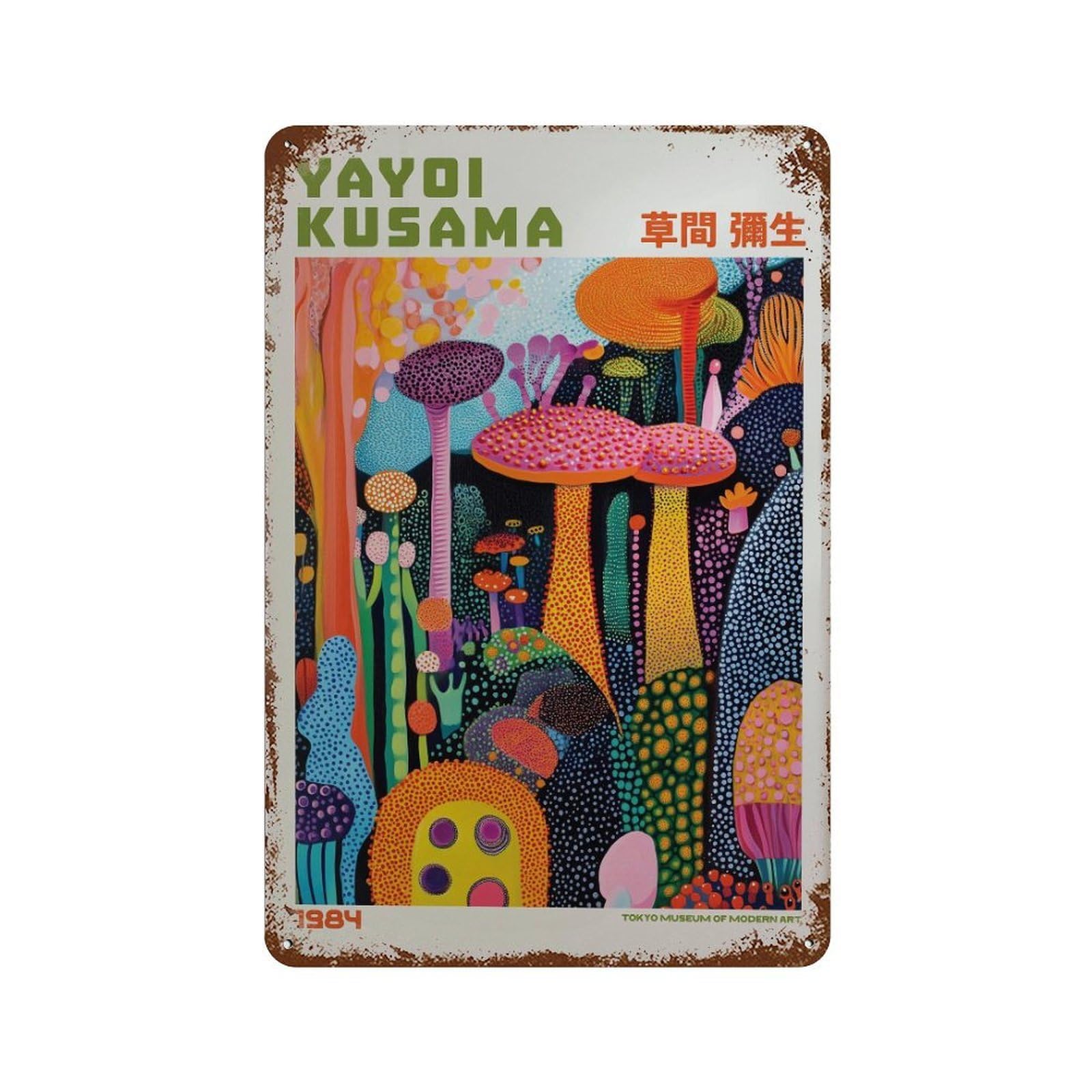 xiaoxiaoshen Yayoi Kusama Modern Maximalist Exhibition Japandi Livingroom. Wall Decor Art Metal Tin Poster Modern Home Decor Art Home Bar Shop Decorations Vintage Sign 30x20cm