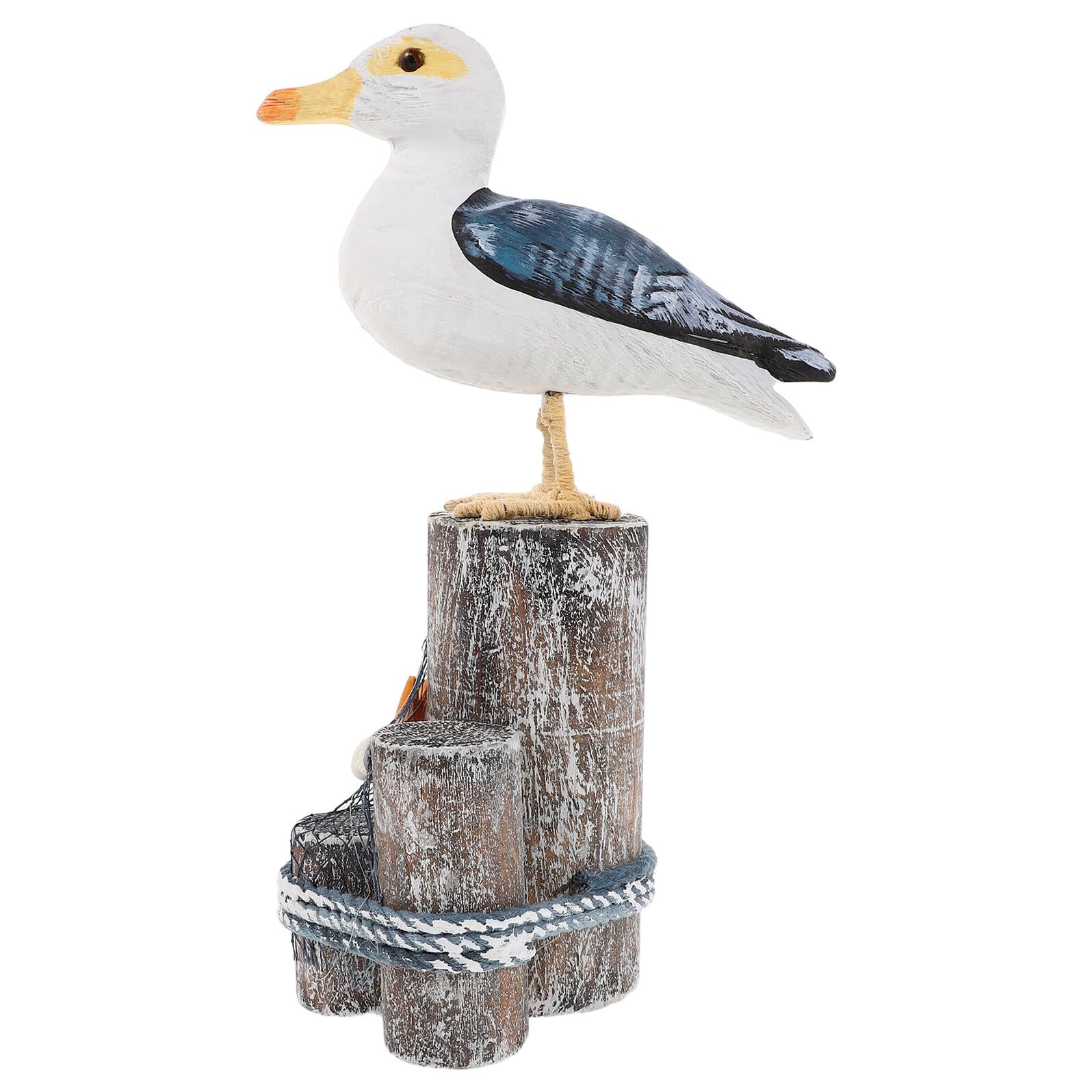 Figurines oiseaux sculptées main en bois avec socle naturel pour salon