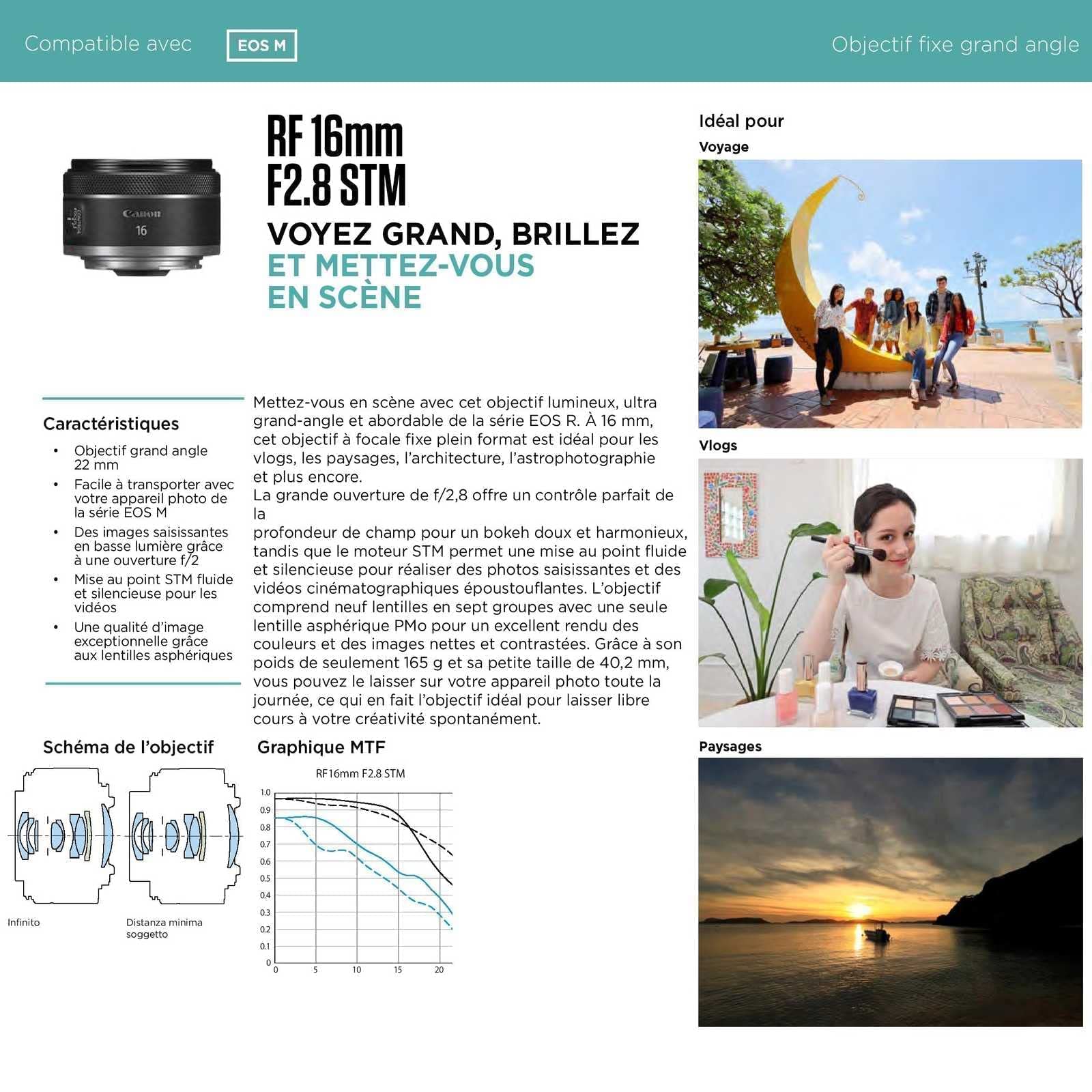 Canon Camera ES Objectif RF 16 mm F2.8 STM, Noir & Objectif RF 50mm f/1.8 STM