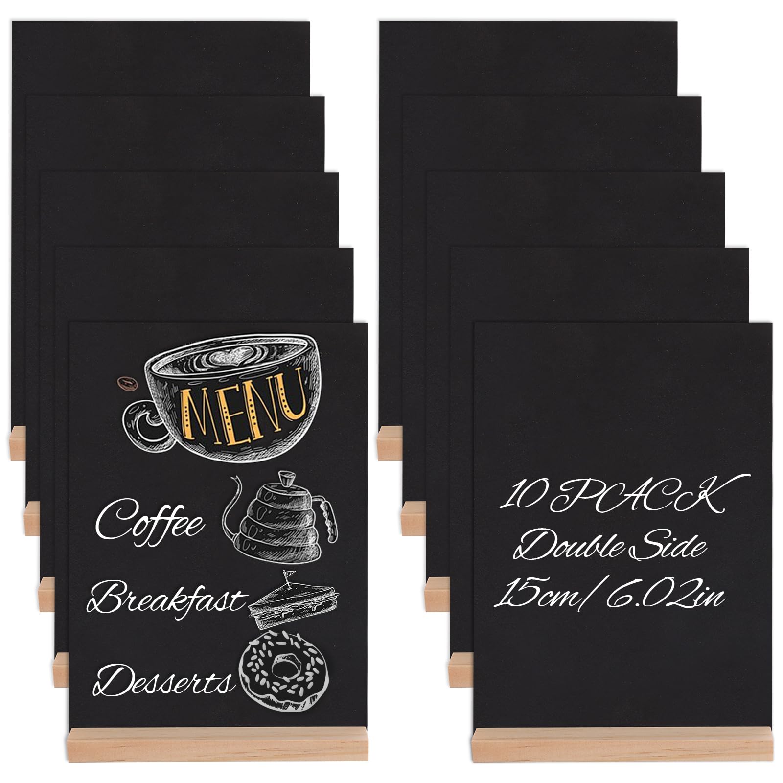 SHUESS 10 Pcs Mini Chalkboard Signs - 22 x 15.3 cm Double Sided Blackboard - Small Chalk Boards with Stand for Food Labels, Message Signs, Party Table Decoration, Bakery